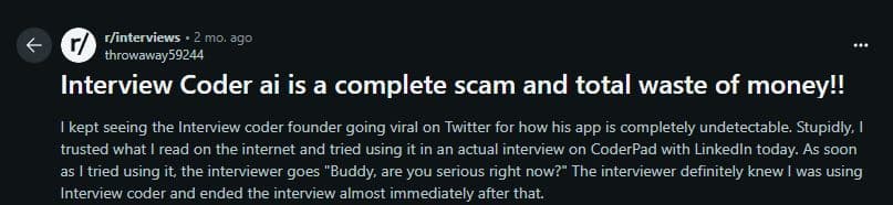 Reddit discussion about Interview Coder